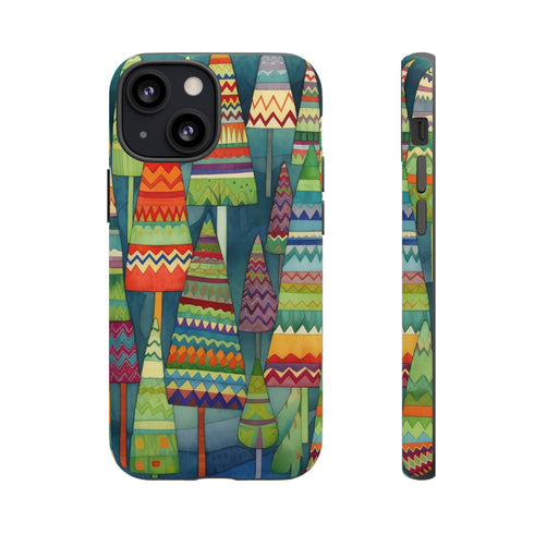 Knitted Christmas Trees - Impact Resistant Phone Case iPhone 13 Mini Matte